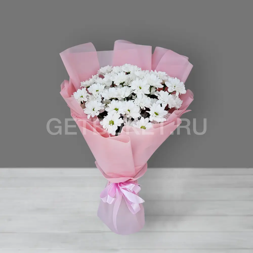 209595 Букет из 7 белых кустовых хризантем